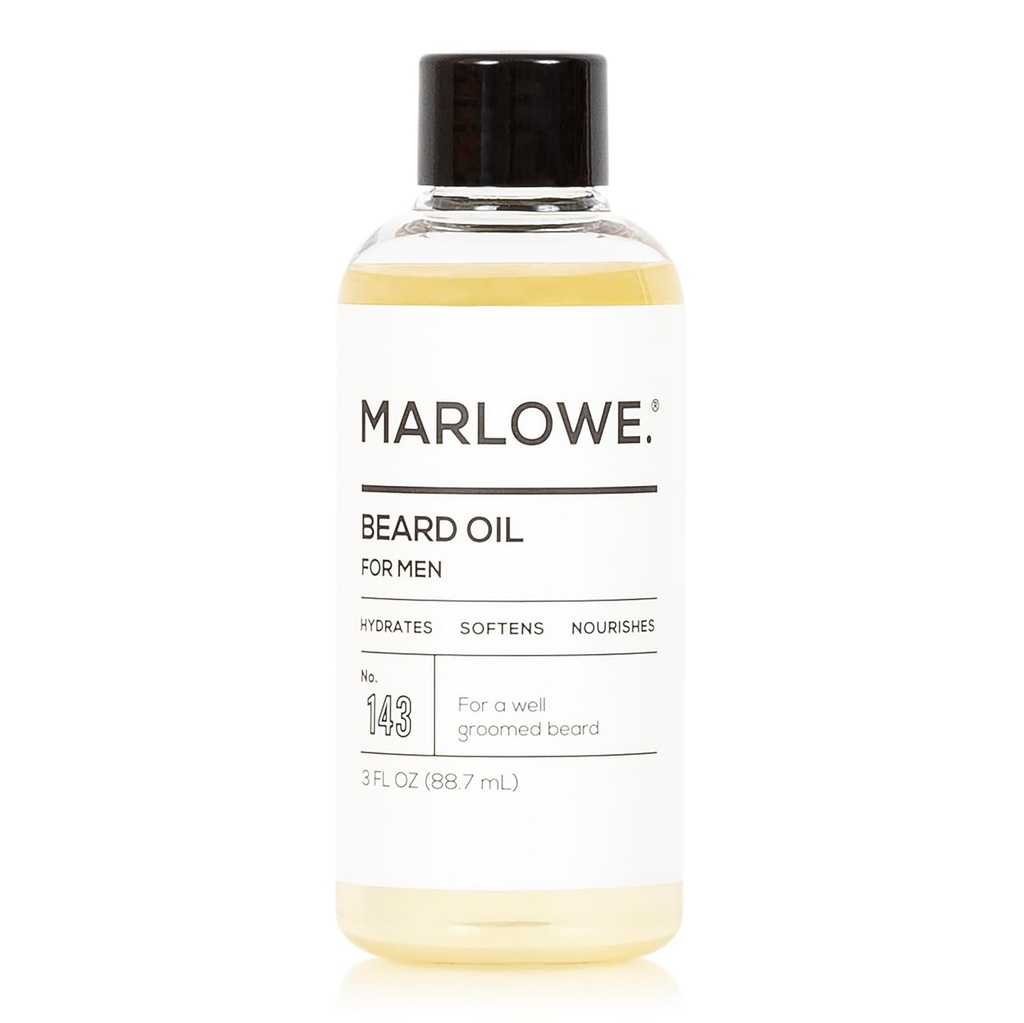 Marlowe. No. 143 Beard Oil 3 oz, Betingelse olje for menn, Mykere og Fuller Beard Care, 100% naturlig mykning med solflower og saflower oljer, Betingelser og nourishes, Fragrance Free