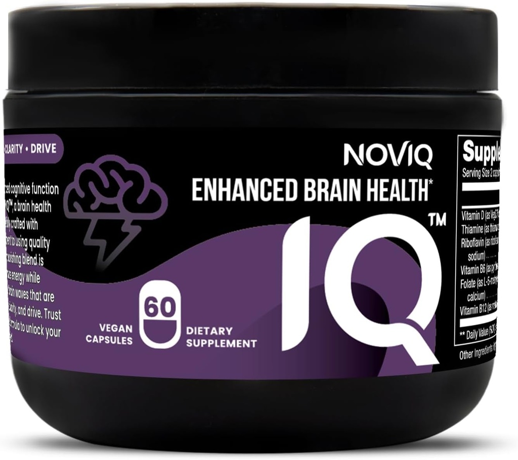 IQ - 11-i-1 Nootropic Brain Supplement: Støtter minne og kognisjon - Bioactive B-Complex w/ 5-MTHF, L-theanin, L-tyrosin, Bacopa, Ginkgo, Huperzine - Vegan, ikke-GMO, Koffein gratis - 60 Count