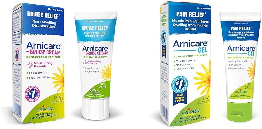 Boiron Arnicare Bruise Krem for smertelindring fra å miste og heve eller misfarging og Arnicare Gel for å lindre leddsmerter, muskelsmerter, muskelsorg
