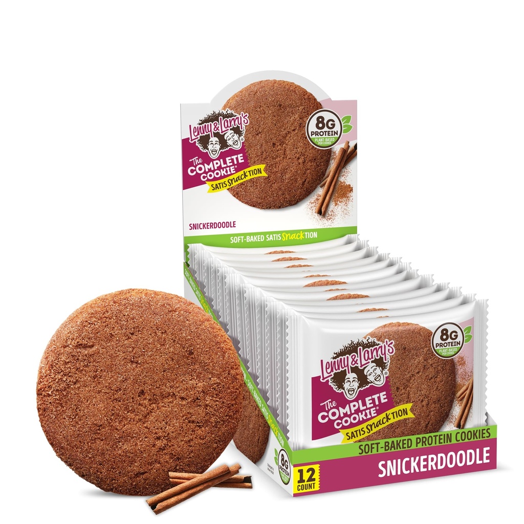 Lenny & Larry's The Complete Cookie, Snickerdoodle, Soft Baked, 8g Plant Protein, Vegansk, Ikke-GMO, 2 Ounce Cookie (pakke med 12)