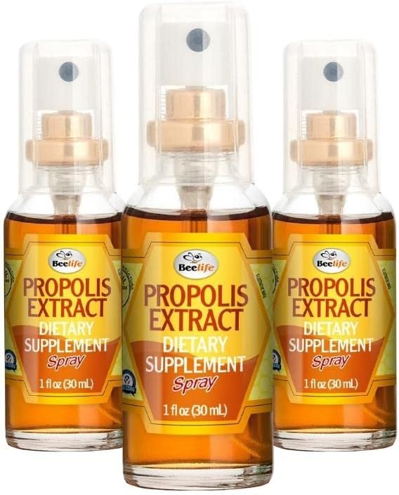 Beelife Propolis Sore Throat Relief Spray - Propolis Spray - Naturlig immunstøtte, Hjelper rolig Cough & Tørr, Itchy Throat - Ingen sukker - 3-Pack