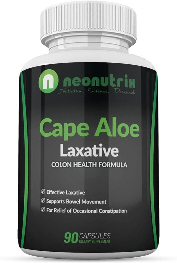 Cape Aloe Naturlige Laxatives for healing Relief- fremmer sunn Bowell Bevegelse- Supplement for menn og kvinner - Herbal Detox - 90 Kapsler - laget i USA av Neonutrix