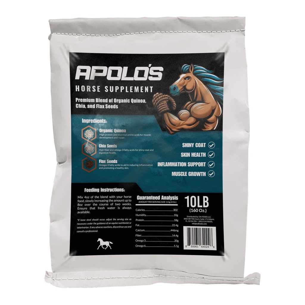 Greenfit Apolo 'S 100% naturlig hest Supplement for daglig fôring - Felles støtte, Coat Shine & Styrke ® Flaksfrø, Quinoa, Chia ® 10 LB Bag