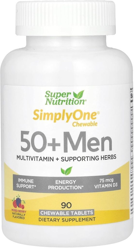 SuperNutrition Multi-Vitamin for menn 50+, høy potens, en / dag Chewable tabletter, 90 dagers forsyning Wild Berry 90 greve (pakke med 1)