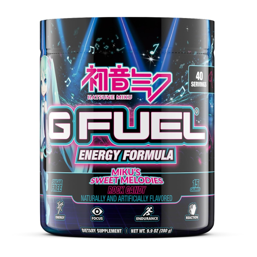 G Drivstoff søte melodier hatsune Miku energi drikke pulver, pre trening koffein blanding for spill, sukkerfri fokus Amino, vitamin + antioksidanter, 9,9oz (Rock Candy, 40 serveringer)