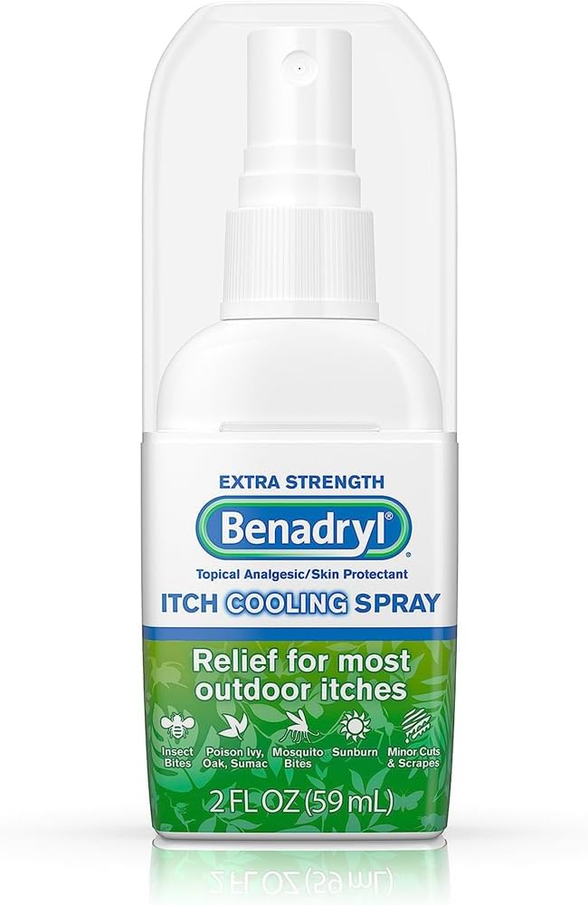 Benadryl Extra Styrke Anti-Itch Kjøle Spray, Topical Analgesic og hudbeskytter for lindring fra de fleste utendørs itcher, Reisestørrelse, 2 fl. oz (Pack of 3)