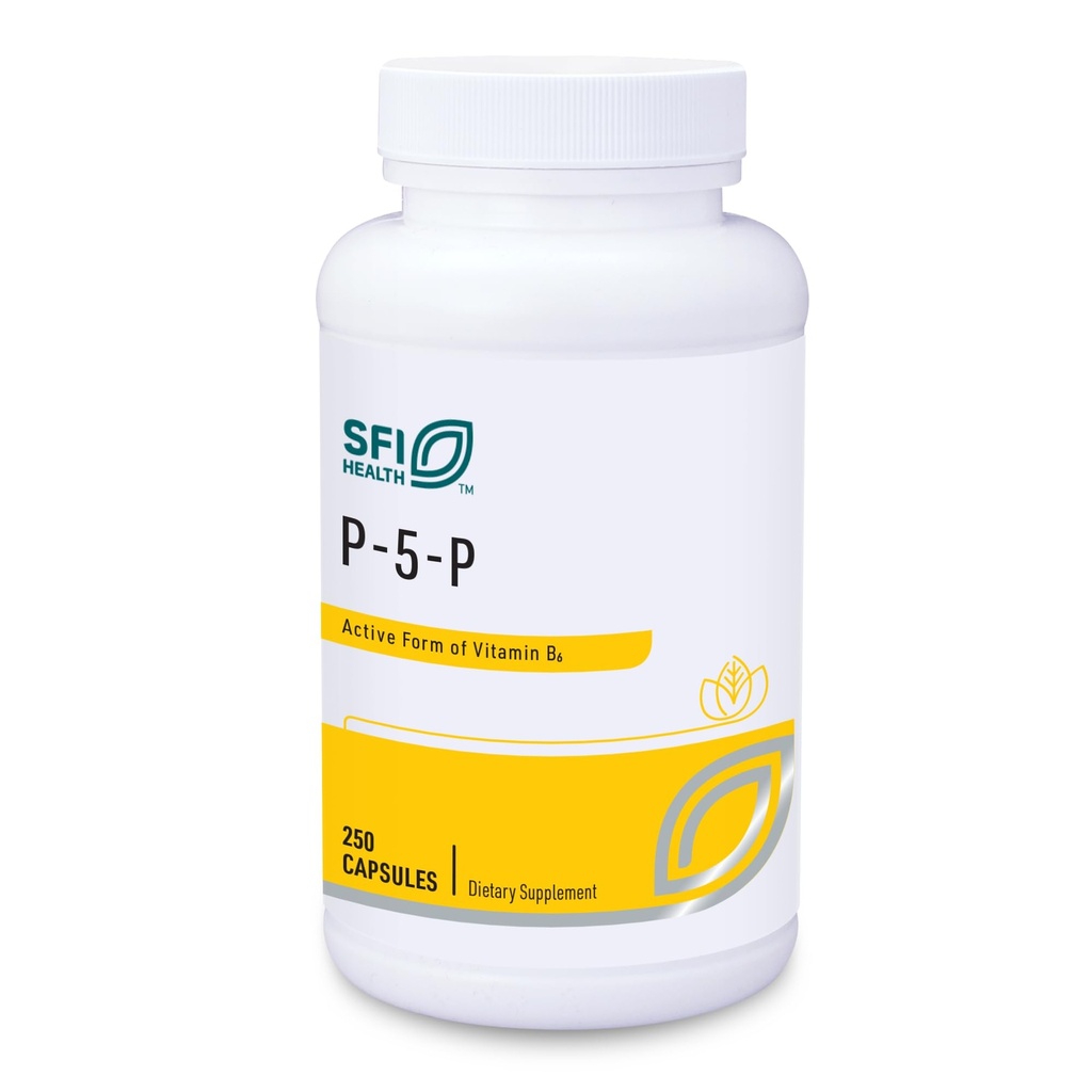 Klaire Labs SFI Health P-5-P - 30 Milligram bioaktiv vitamin B6 Pyridoxal-5-fosfat for metabolsk og lever støtte, Hypoallergenic (250 kapsler)