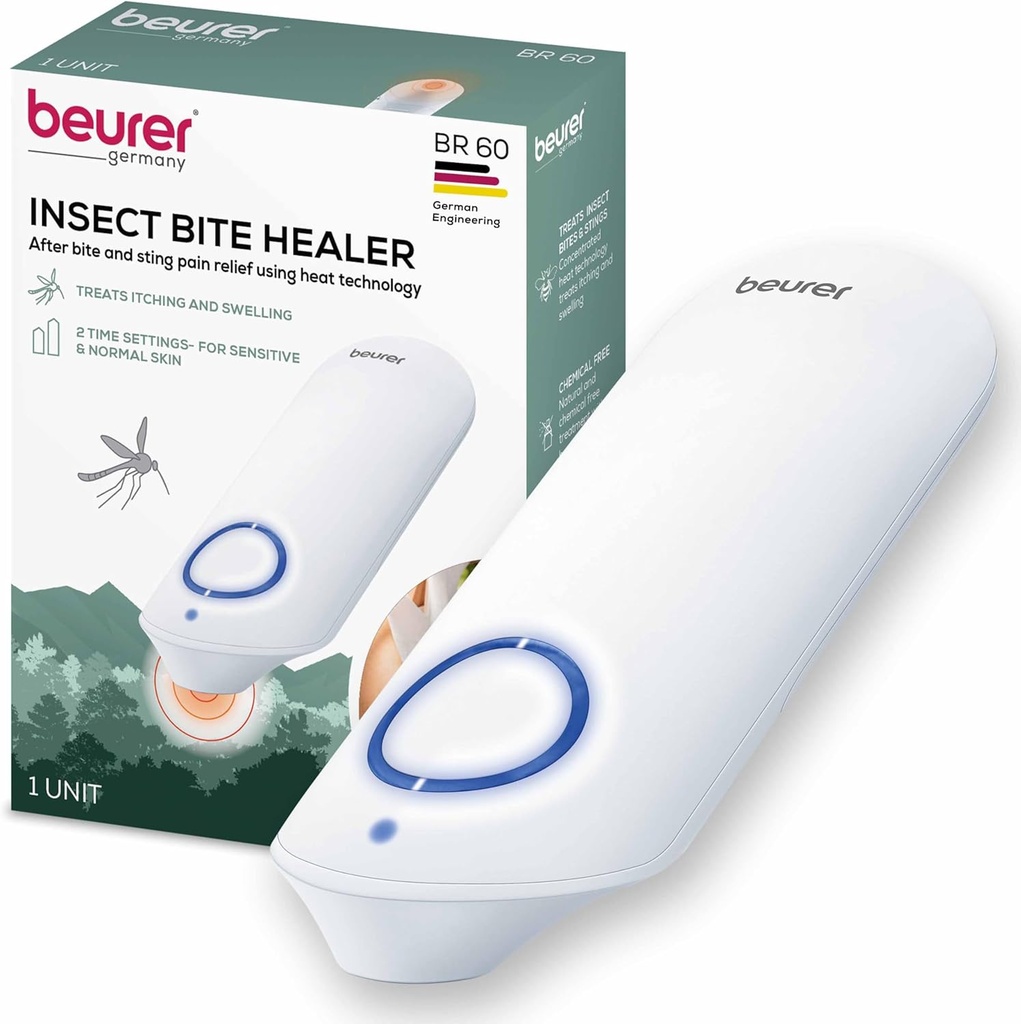 Beurer BR60 Insekt Sting og Bite Relief, Bug Bite Healer for kjemisk-fri behandling av insektbitter, ikke-toksisk naturlig relief fra kløe og svelting, for mosquito Bites