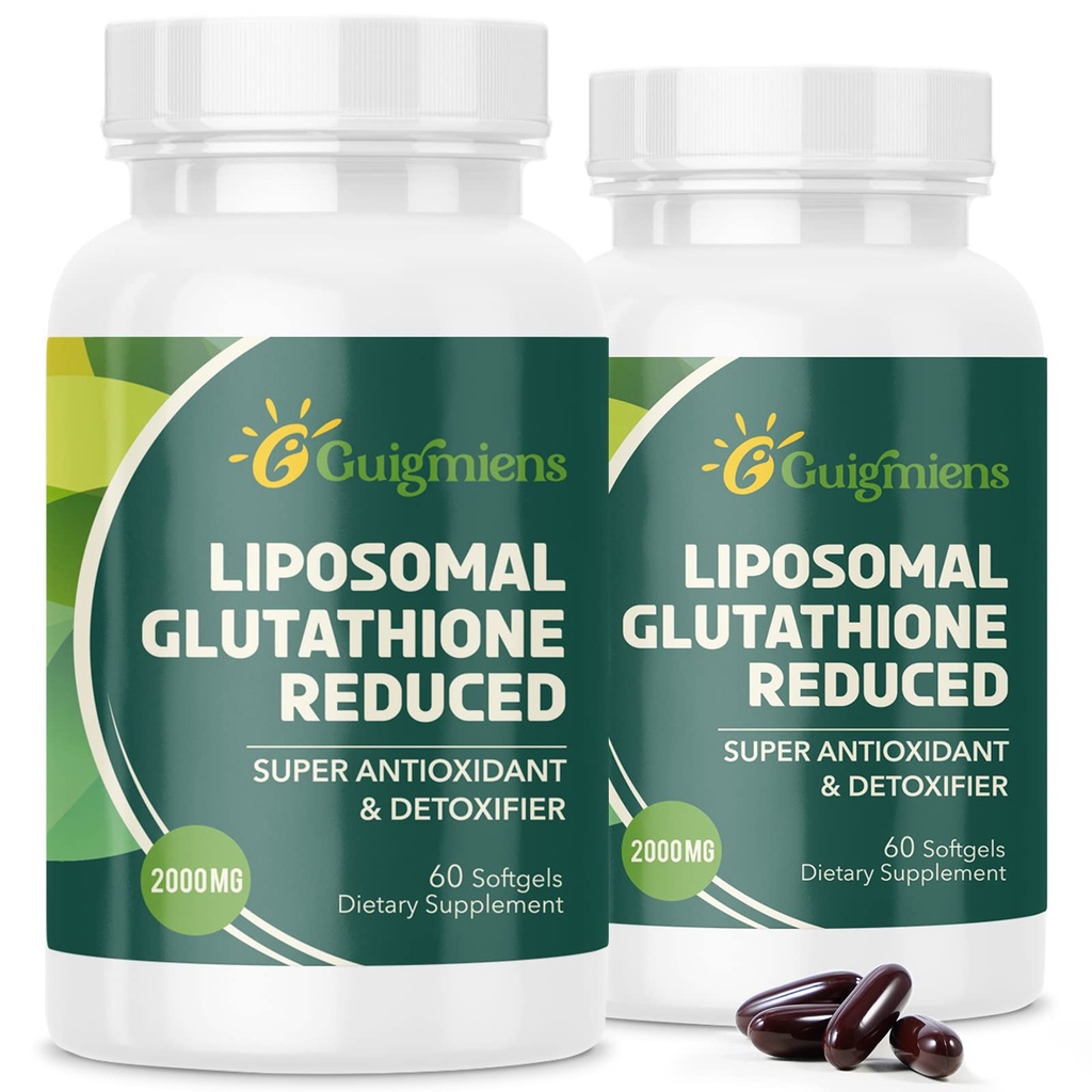 oumebiu Liposomal Glutathione 2000 MG, 10x Bedre absorpsjon, Glutathion Supplement med Hyaluronsyre + Collagen Peptid + Resveratrol, Kraftig antioksidant, Helse Aging, Immun helse, 120 greve