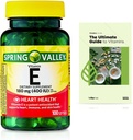 Spring Valley vitamin E hjerte helse kosttilskudd Softgels, 180 mg (400 IE), 100 greve + Eksklusiv VitaMax vitamin guide (2 elementer)