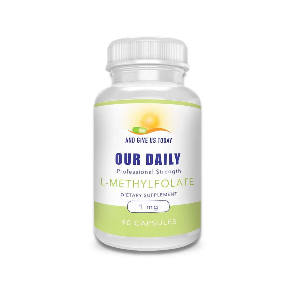 Våre daglige Vites L-Metylfolat 1 mg / 1000 mg Maks styrke aktiv folat, 5-MTHF, Filler gratis, Glutenfri, Ikke-GMO, Vegetariske kapsler 90 greve (pakke med 1)