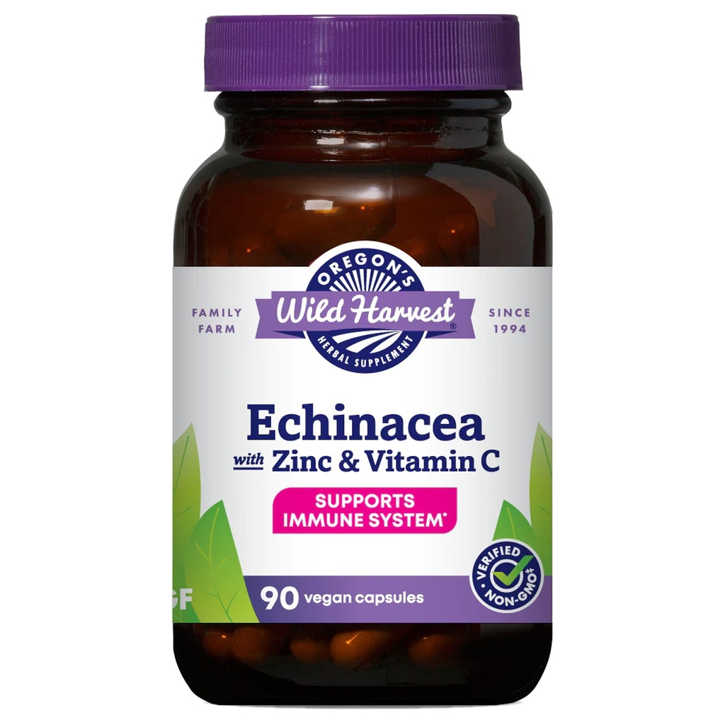 Oregon Wild Harvest Echinacea med sink og vitamin C kapsler, 90 greve