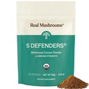 Ekte Mushrooms 5 Defenders Mushroom Complex Powder – Organiske Mushrooms ekstrakt fra Chaga, Reishi, Tyrkia Tail, Maitake & Shiitake Mushroom Blend for velvære støtte med Beta Glucans - 100 Services