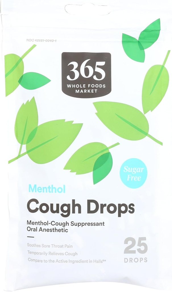 365 av hele matmarkedet, Cough Drops, Sukkerfri Menthol, 25 greve