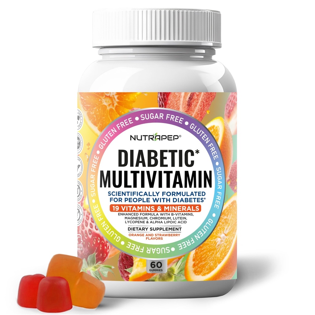 Premium Multivitamin Chewable Gummies for kvinner og menn - Sukkerfri & Glutenfri Supplement Vitaminer - Kalsium Magnesium Sink Manganesisk Thiamin Biotin...