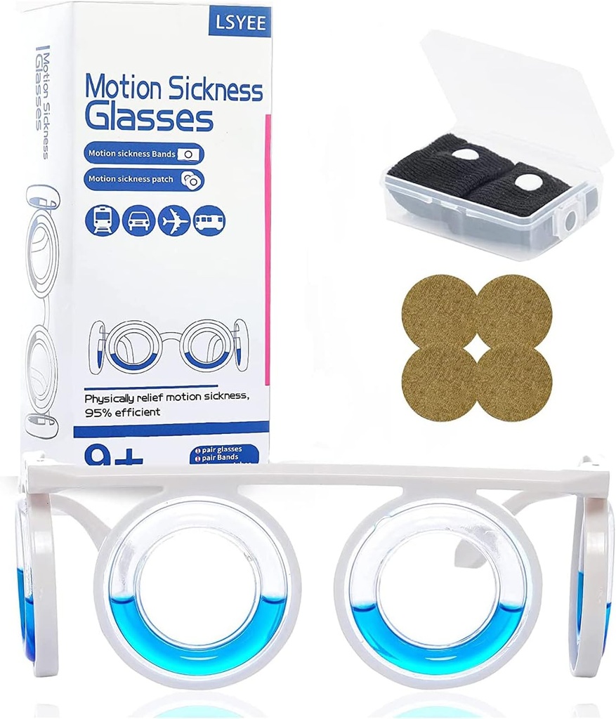 Bevegelsessykeglass,Motion Sykhet Bands (tilfeldig farge),Motion Sykhet Patch,Anti Sykdom,Tre i én pakke for voksne eller barn