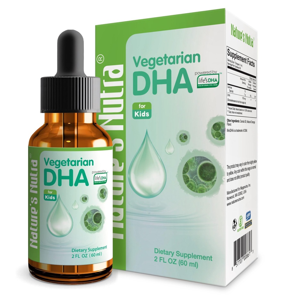 Naturens Nutra Vegetarisk DHA, Premium flytende DHA for baby, spedbarn, barn og barn, ikke-GMO, DHA 100 mg, ren plantekilde, 2 Fl Oz (60ml)