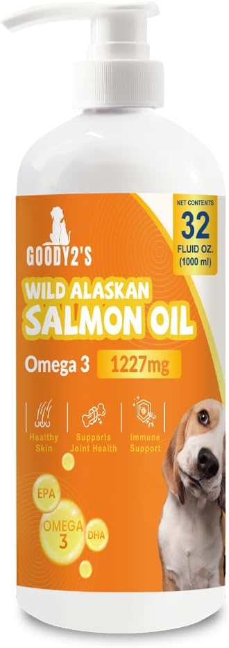 Alaskan Salmonolje for hunder og katter - Omega 3 EPA DHA Fish Oil for sunn hud & Coat, felles og bein støtte, Allergi relief, & inflammasjonsforsvar - 32oz All-Naturlig flytende Supplement