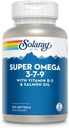 SOLARAY Super Omega 3 7 9 støtter sunn hud, mer EPA, DHA, essensielle fettsyrer fra Fish Oil Mini Softgel, 120ct