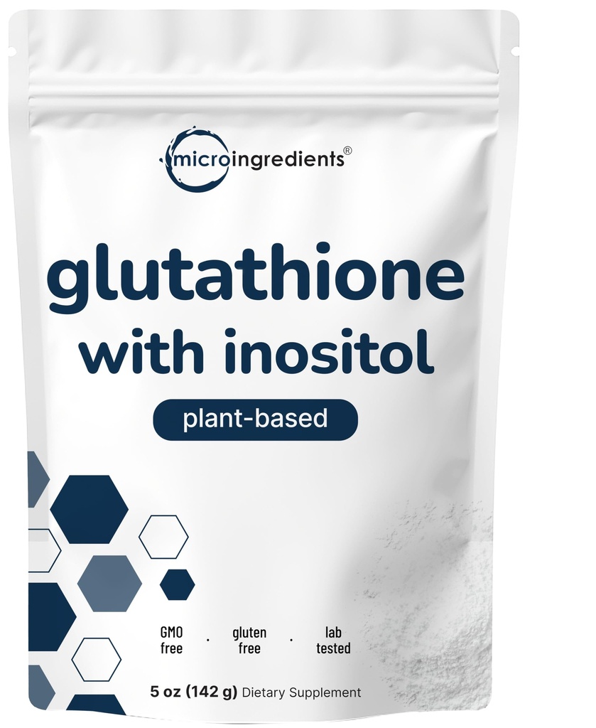 Glutation Supplement, ren glutation Redusert pulver med Inositol, 5 Ounce (9 måneders forsyning), 2 i 1 formel, kraftige ingredienser for antioksidanter, støtter leverfunksjon, Vegan
