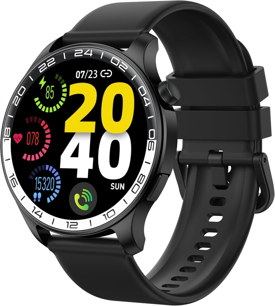 Smart klokke, 40mm AMOLED Touchscreen Smartwatch for menn kvinner (svar/make samtale), Fitness Tracker med 110+ Sportsmoduser, IP68 Vanntett/Spo2/Pedometer/Sleep Monitor, Aktivitet Tracker for Android iOS