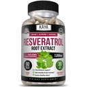 Kaya Naturals - Resveratrol Capsules - Anti Aging Supplement - Antioksidanter med hjernestøtte - Maksimale fordeler - 60 Veggies Capsules