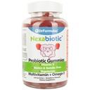 DrFormulaer Multivitamin Gummier med Omega 3 og probiotika for barn og voksne med vitamin C Nexabiotic med vitamin A, C, D3, E, B6, B12, og sink, Biotin, Folat Halal Vegetarian, 120 greve