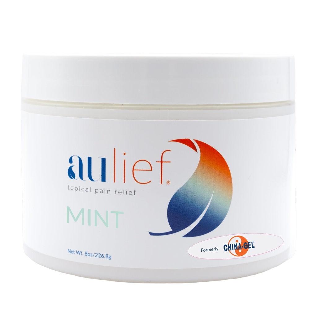 Kina-Gel Aulief smerte lindring krem ledgikt & muskel Rub for sore muskler og ledd smerte, hals, kne og ryggsmerter, Premium Mint Grønn Topical Gel, 8 oz Jar