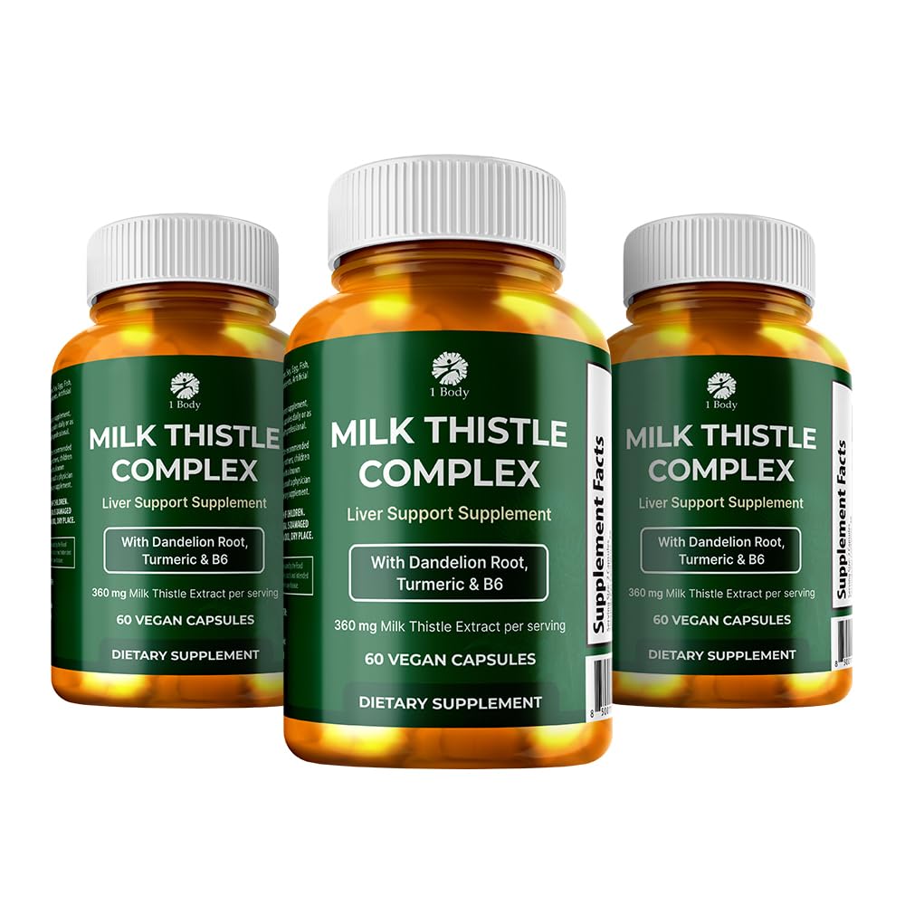 1 Body Liver Support Triple Pack - 180 kapsler - Melk Thistle og Dandelion Root