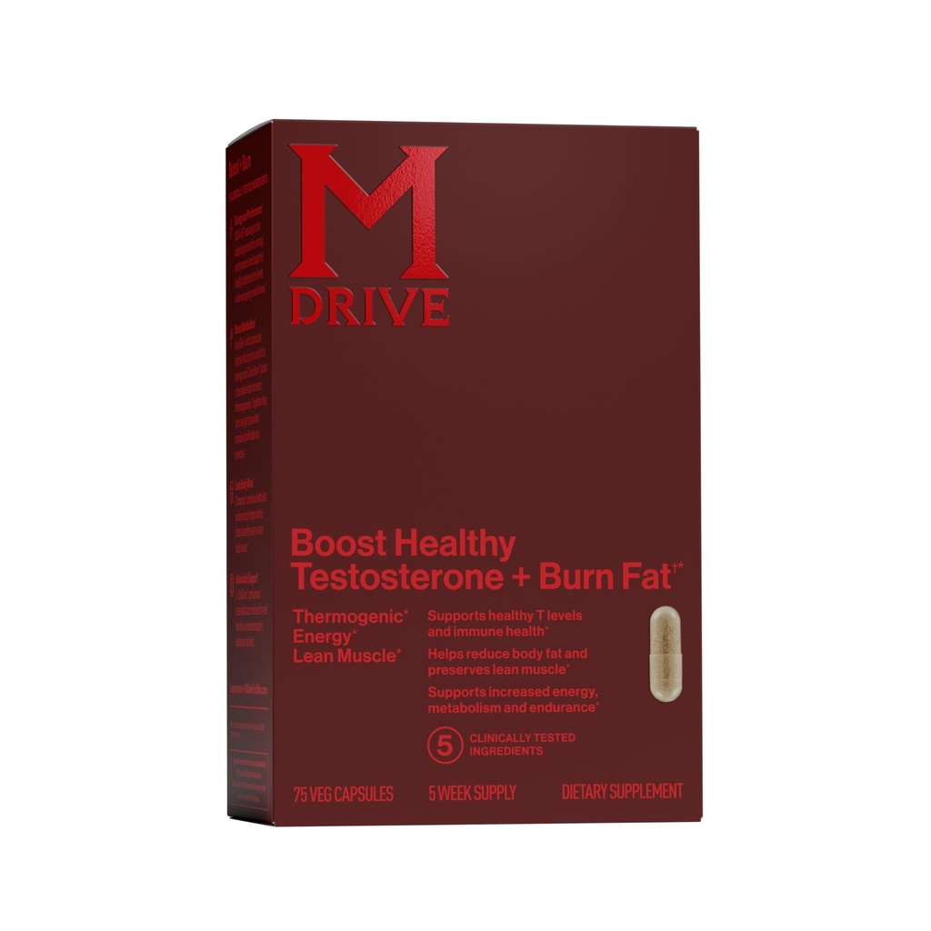 Mdrive Boost og brenn testosteron støtte supplement og fettforbrenner med sink, KSM-66 Ashwagandha, Advantra Z, 75 kapsler