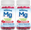 SlowMag Magnesium Citrate Gummies, 60 greve, støtter muskel helse, naturlig berry flavor, gjenoppretting og avslapping pakke med 2