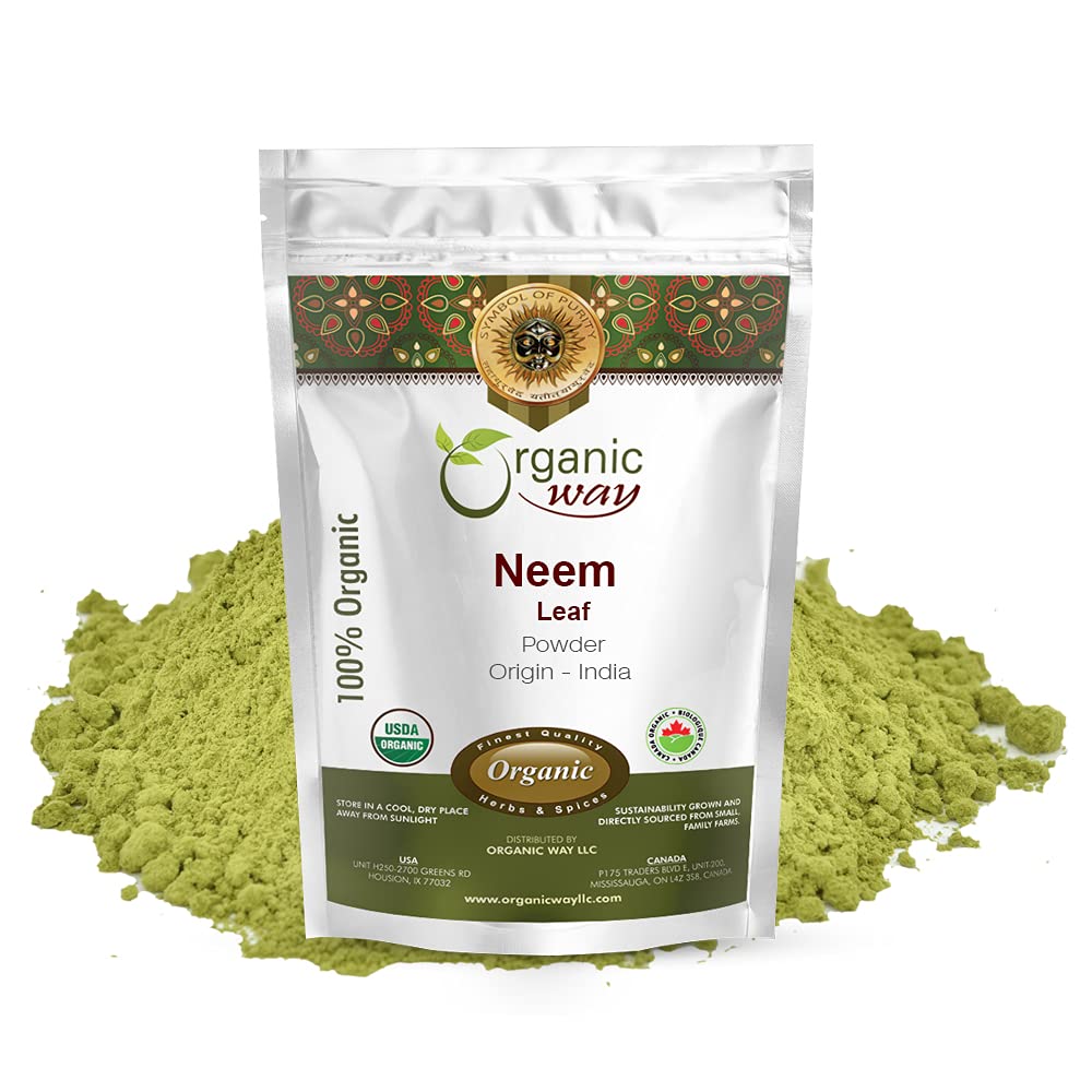 ORGANIC WAY Neem Leaf Powder | European Wild-Harvest | Organic & Kosher Certified | Ikke GMO & Glutenfri | USDA Certified | Origin - India (8 Oz (Pack of 1))
