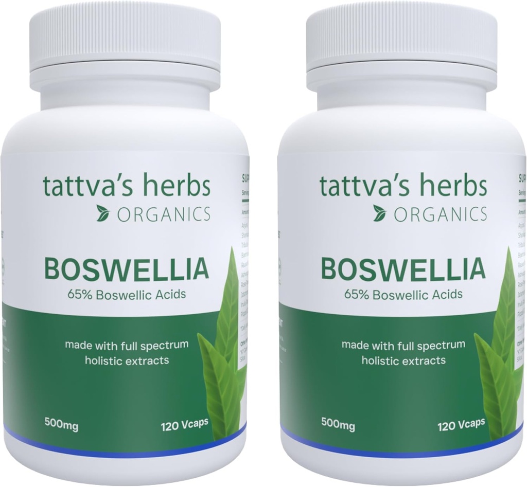 Tatva's Herbs Boswellia Serrata Supplement, Boswellia Extract Capsules, Joint Support Supplement, CO2 Extract, Boswellia Complex Powder, 2-Pack, 240 Count, 500 mg - 25 års Premium Service