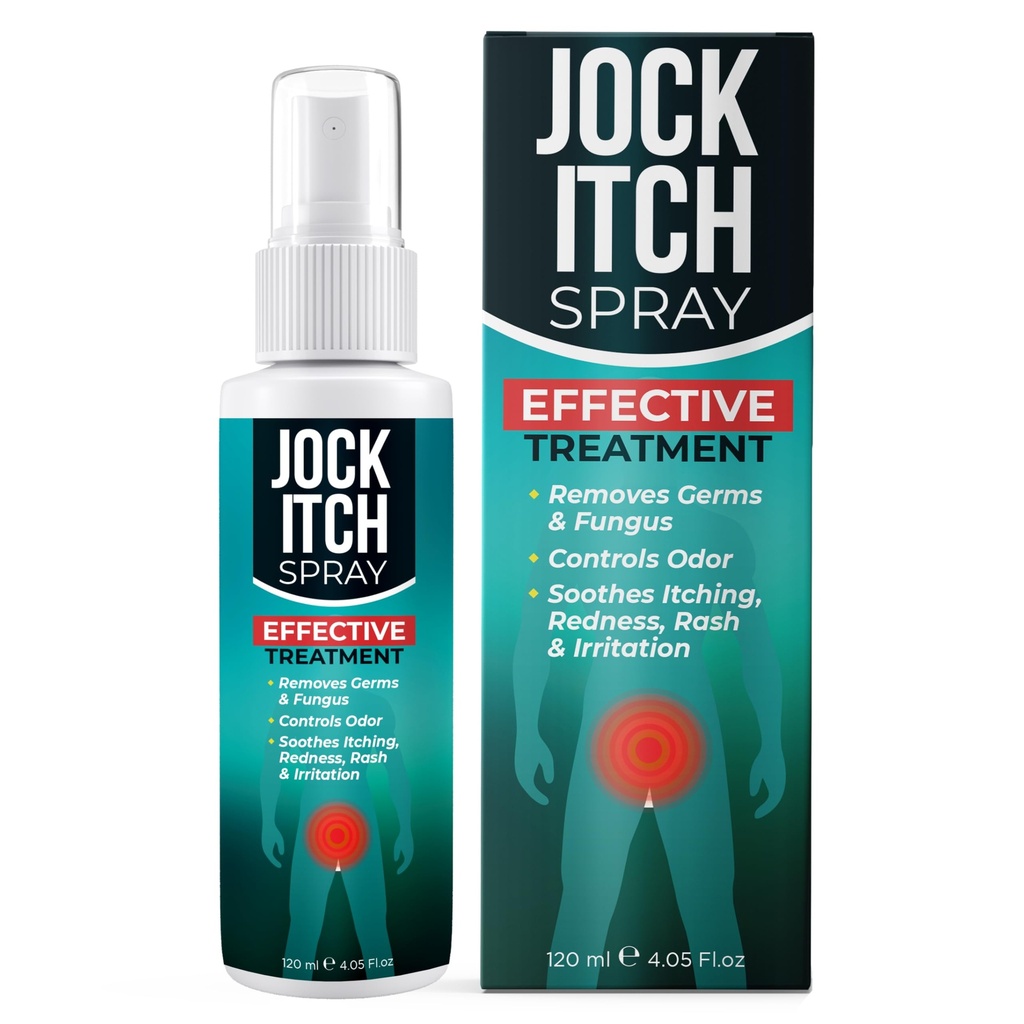Jock Itch Spray | Antifungal Spray for Jock Itch | Soothes Itchy, Irritert Hud i Groin & Indre Thighs | Mål Ringorm & Intertrigo | Rask absorpsjon & dyp Penetrasjon Relief