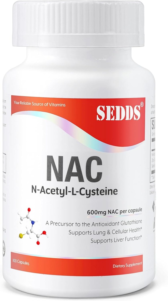 Kosttilskudd, N-Acetyl Cysteine (NAC) 600 mg, 100 Veg Kapsler - Ikke-GMO, Glutenfri