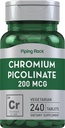 Piping Rock Chromium Picolinat 200mcg 240 tabletter | Vegetarisk, Ikke-GMO, Glutenfri Supplement