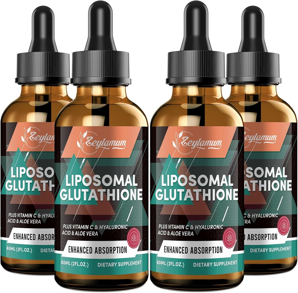 2000MG Liposomal Glutathion flytende dråper, ultra høy absorpsjon, naturlig avgiftsberegning, immunsystem og hudsupprot*, L-Glutathion, vitamin C & Hyaluronsyre, kapsler Alternative, 8.08 OZ