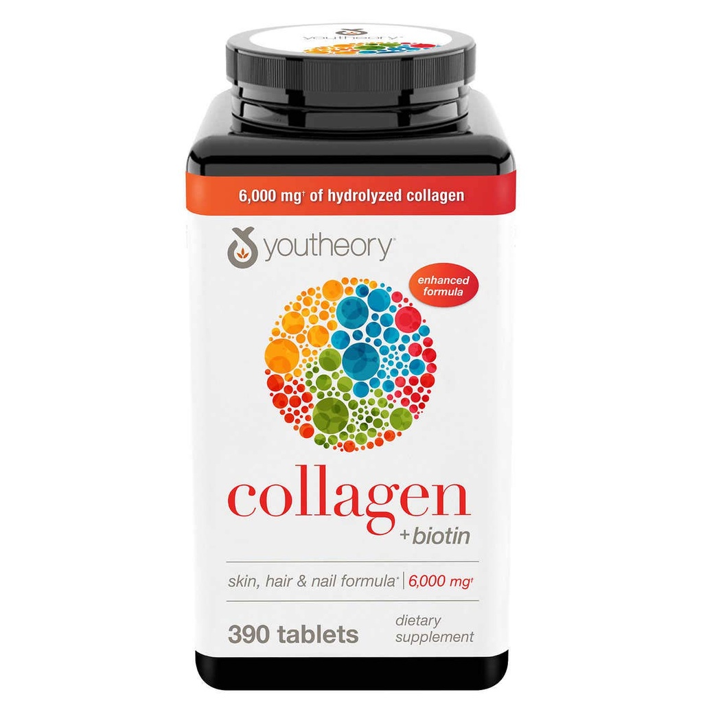 Youtheory Collagen Plus Biotin, 390 tabletter (4 pakke)