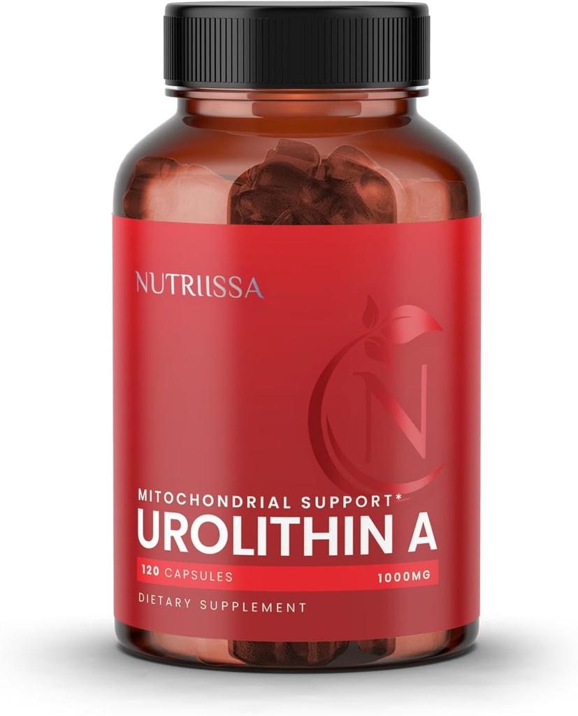 Nutriissa Urolithin En 1000mg - Advanced Cellular Rejuvenation, muskelstyrke - EPEB sertifisert for renhet og styrke - Vegan, 120 kapsler