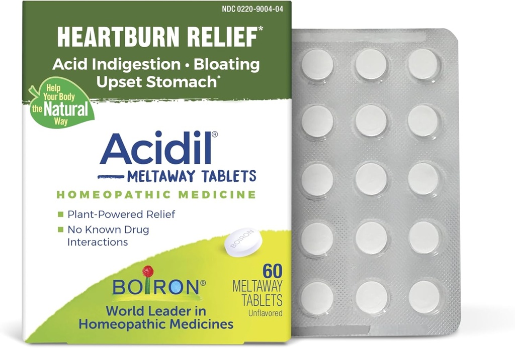 Boiron Acidil for relief av syre Reflux, Heartburn, indiestion, og Upset Mage - 60 Count