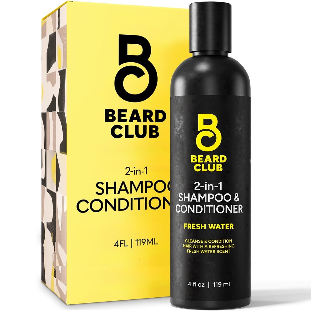 The Beard Club Mens 2 i 1 Shampoo og balsam sett - Sulfate gratis, moisturizing, Citrus Scented for curly hårpleie og tørr Scalp Care