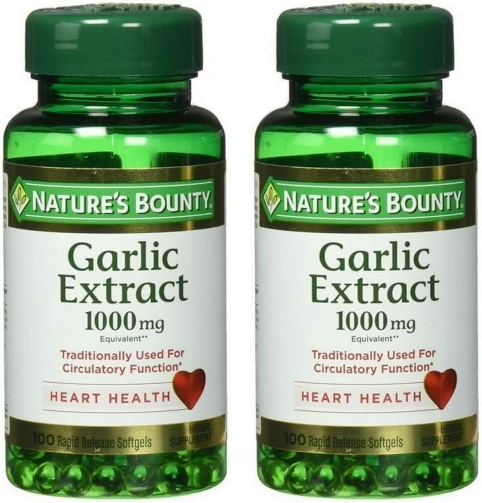Naturens Bounty hvitløk ekstrakt 1000 mg softgels for kardiovaskulær støtte, 100 ea (pakke med 2)