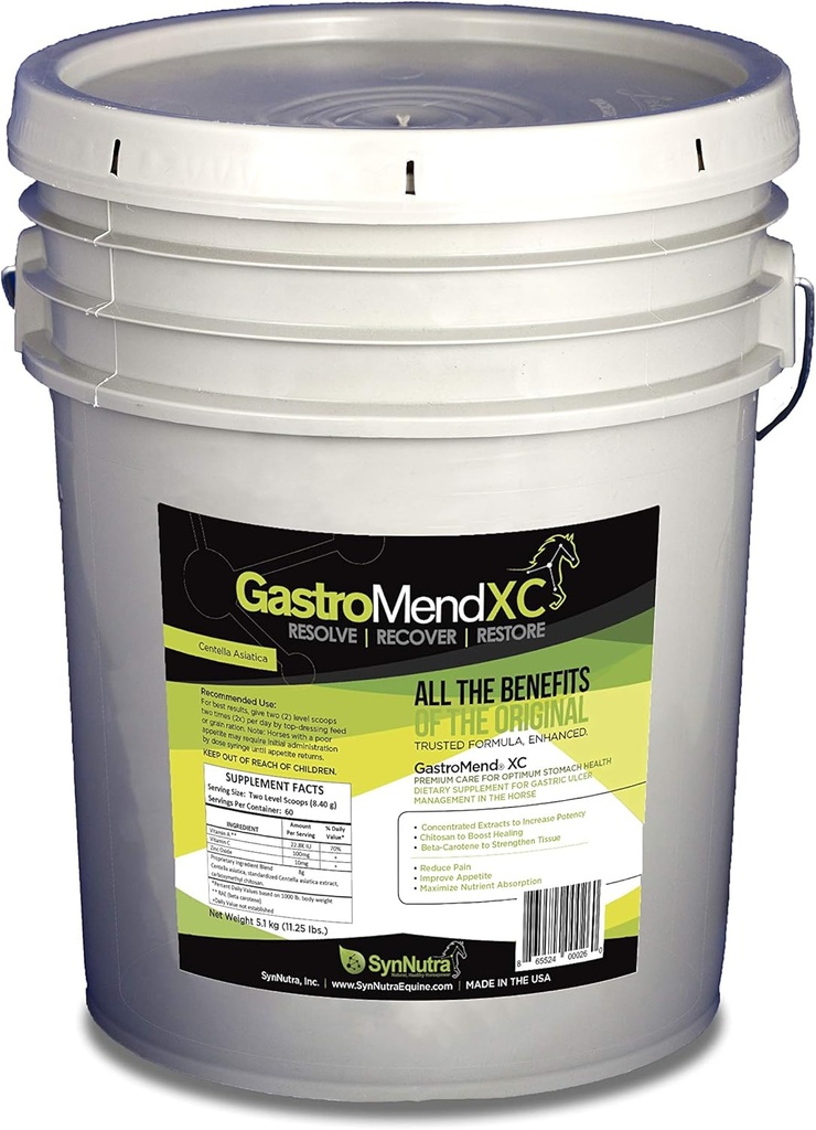 GastroMend XC, 100% naturlig equine magehelse for hester, fremmer healing og forebygging av gastric ulcers, høyt potent & effektiv, støtter gastric og Hindgut helse, 600 serveringer, laget i USA