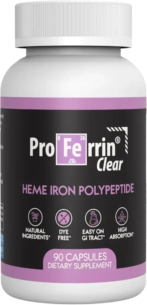 Proferrin Clear Heme Iron Supplement, 90 Kapsler - Superior Absorpsjon, lett på Gut, naturlig, laget i USA