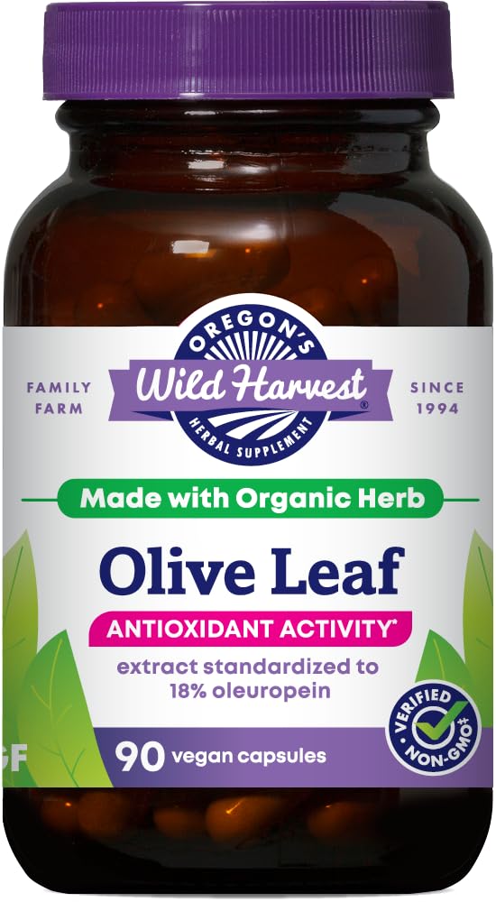 Oregon Wild Harvest, Olive Leaf Supplement, Antioksidant Støtte, 350 mg, 90 greve