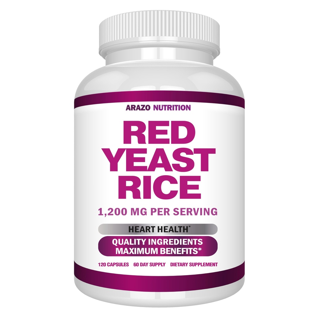 Arazo Nutrition Red Yest Rice Extract 1200 MG – Citrenin gratis kosttilskudd – Vegetarisk 120 kapsler