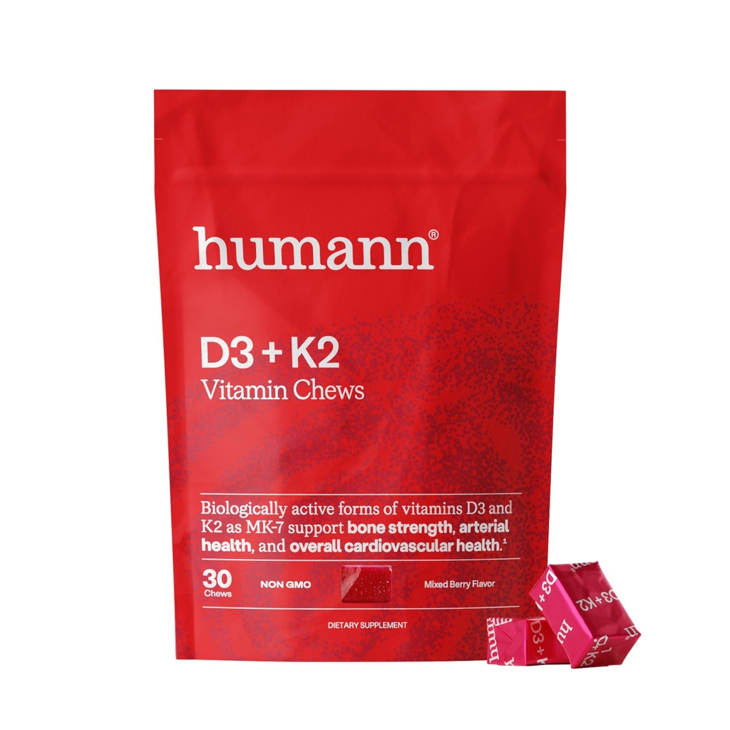 Humann Vitamin D3 Chews - høy potens Vitamin D 5000iu (125mcg) hjelper støtte sunn humør, immunitet, pustende helse og bein helse, blandet berry flavor, 30-talls