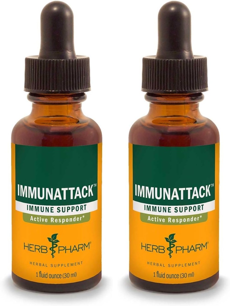 Herb Pharm Immunattack Flytende Herbal Formula for immunsystemstøtte - 1 Ounce (FIMAT01) (pakke på 2)