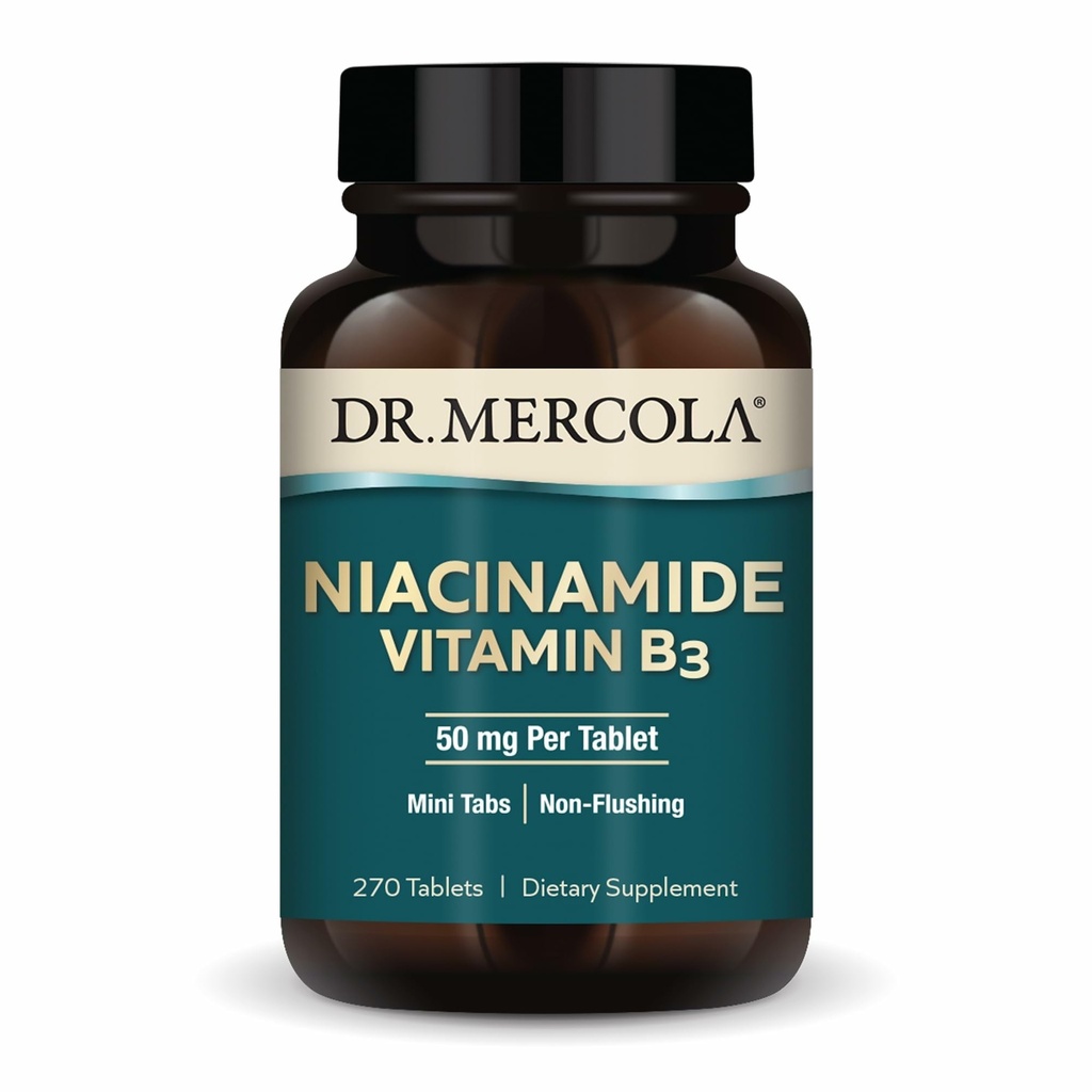 Dr. Mercola Niacinamid Vitamin B3-50 mg per tablett - støtter Metabolsk Helse - Ikke-Flushing - Mini-faner - Ikke-GMO, Glutenfri og soya-fri - 270 Services (270 tabletter)