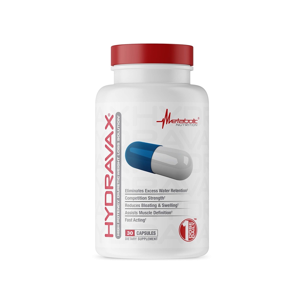 Metabolsk ernæring, Hydravax - Premium diuretiske vannpiller, naturlig og trygt, Eliminerer vanntetthet, med Dandelion, Magnesium, Grønn Teekstrakt, Cranberry pulver, 30 kapsler, 1 dose daglig